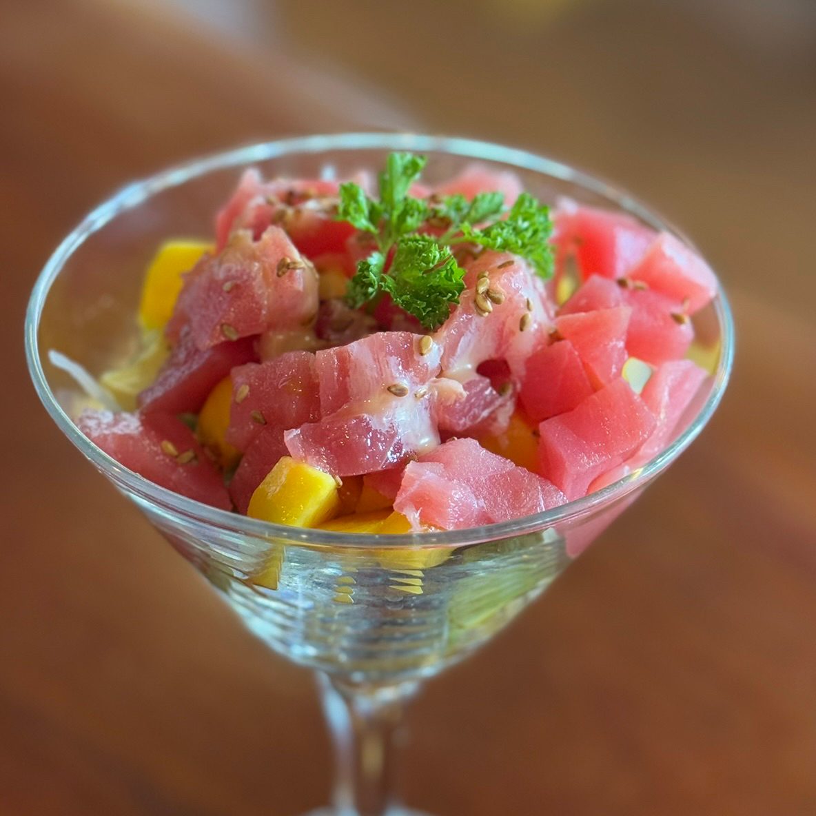 A16. Mango tuna tartare.