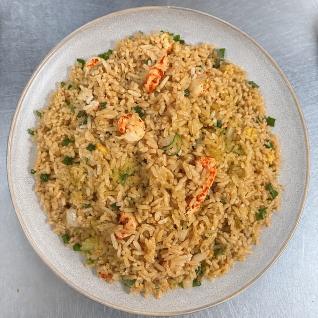 F3. Crawfish fried rice.