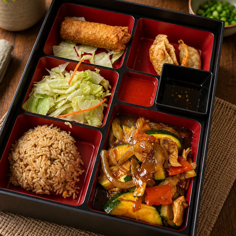 BB6. Kung pao chicken bento box.