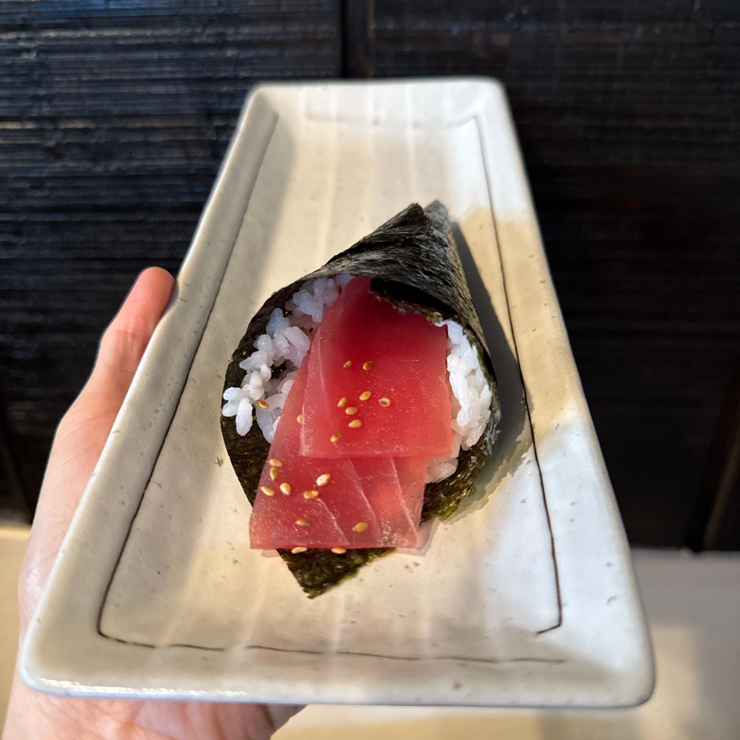 Tuna hand roll.